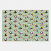 アカゲワイルドフラワーマッシュルームグリーン ラッピングペーパーシート (正面2)