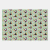 アカゲワイルドフラワーマッシュルームグリーン ラッピングペーパーシート (正面)