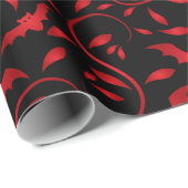 アカコウモリおよび葉パターン ラッピングペーパー (ロールコーナー)