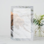 アカサーモンを捕まえるヒグマ 便箋 (スタンド正面)