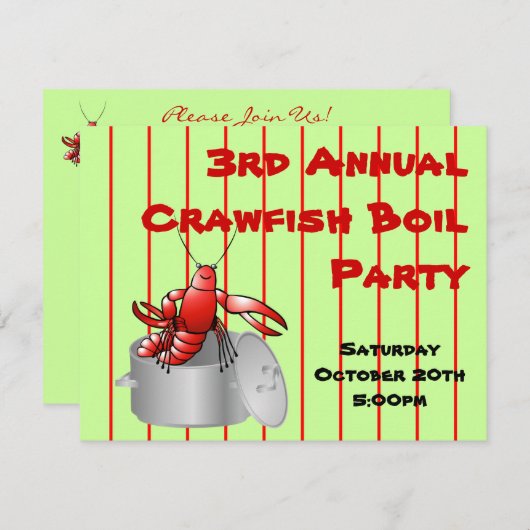 アカザストライプのミが年にカスタムパーティーをゆでる 招待状 (正面/裏面)