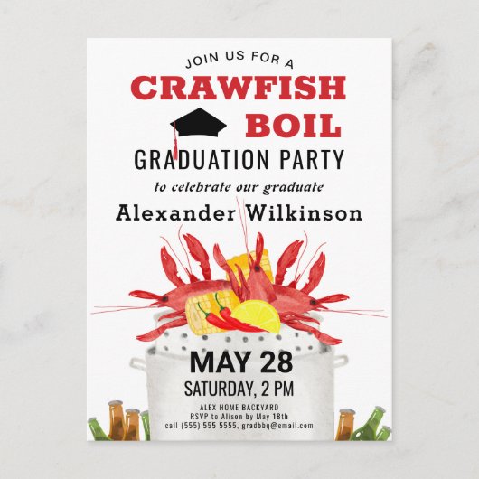 アカザメの煮沸GRAD写真パーティの招待状 ポストカード (正面)