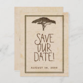 アカシアの木 アフリカサファリ ヴィンテージ セーブ・ザ・デート 案内ポストカード (正面/裏面)