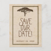 アカシアの木 アフリカンサファリ ヴィンテージ セーブ・ザ・デート 案内ポストカード (正面)