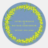 アカシアイエローワトルリース結婚式用シール ラウンドシール (正面)