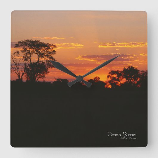 アカシアサンセット スクエア壁時計 (正面)