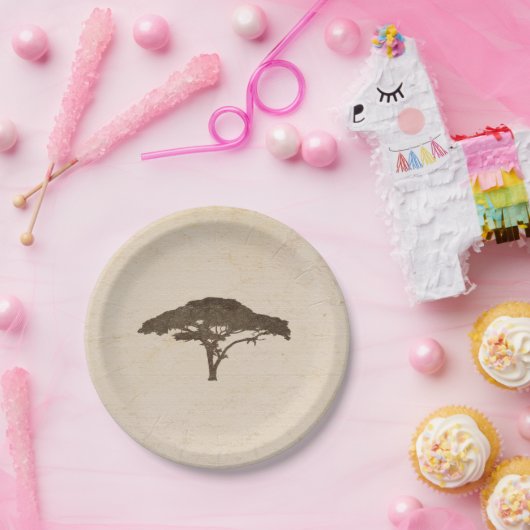 アカシアツリーアフリカンサファリヴィンテージウェディング ペーパープレート (パーティー)