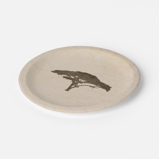 アカシアツリーアフリカンサファリヴィンテージウェディング ペーパープレート (アングル)