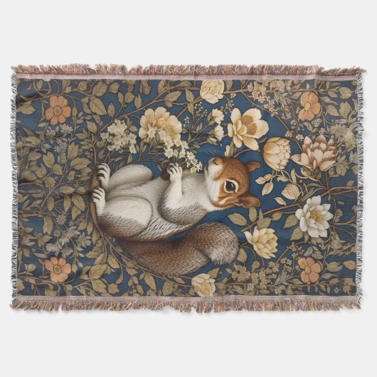 アカシアフラワーズウィリアムモリスとリス スローブランケット (正面)