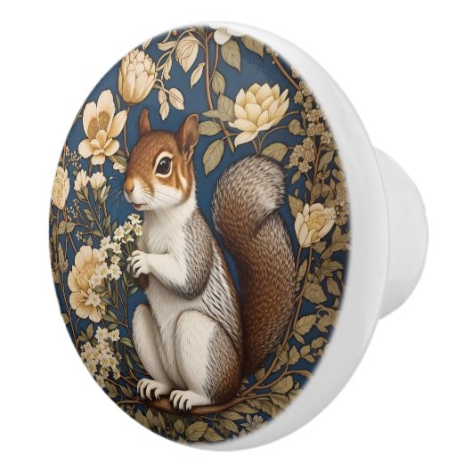 アカシアフラワーズウィリアムモリスとリス セラミックノブ (右)