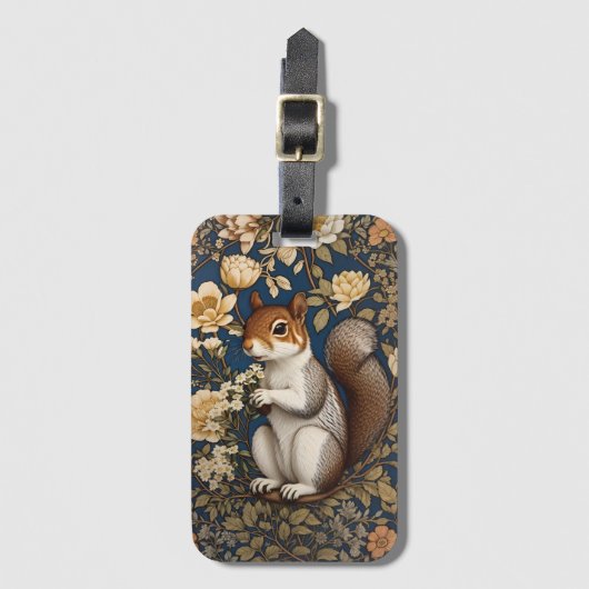 アカシアフラワーズウィリアムモリスとリス ラゲッジタグ (正面縦)