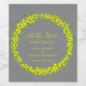 アカシア灰色の黄色い花水色ワインラベル ワインラベル (シングルラベル)