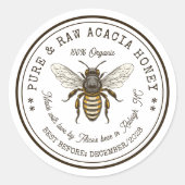 アカシア蜂蜜の缶詰ヴィンテージ蜂 ラウンドシール (正面)