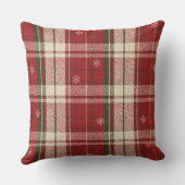 アカシア 赤い格子縞の雪の結晶 クリスマス クッションカバー クッション (裏面)