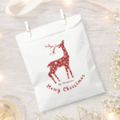 アカシカとスノーフレークのパーソナライズされたクリスマス フェイバーバッグ (クリップ留めされた状態)