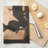アカシカ場面台所タオル キッチンタオル (四つ折り)