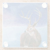 アカシカ鹿がエパスと冬の風景 ガラスコースター (裏面)