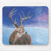 アカシカ鹿がエパスと冬の風景 マウスパッド (正面)