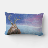 アカシカ鹿がエパスと冬の風景 ランバークッション (裏面)