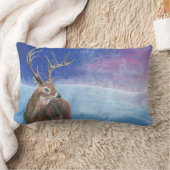 アカシカ鹿がエパスと冬の風景 ランバークッション (ブランケット)