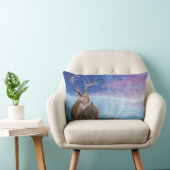 アカシカ鹿がエパスと冬の風景 ランバークッション (椅子)