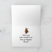 アカシカ、バニー、カササギのクリスマス カード (内部)