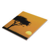 アカシ独身のアの木が日の出時にシルエット化 タイル (側面)