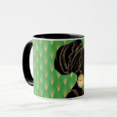 アカスタマイズフリカ系アメリカ人女性グリーンブラック金ゴールド マグカップ (正面左)