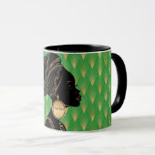 アカスタマイズフリカ系アメリカ人女性グリーンブラック金ゴールド マグカップ (正面右)