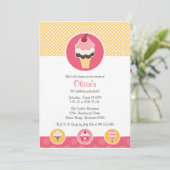 アカスタムイスクリームコーンバースデーパーティ招待状 招待状 (スタンド正面)