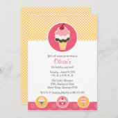 アカスタムイスクリームコーンバースデーパーティ招待状 招待状 (正面/裏面)