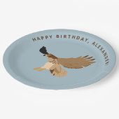 アカタカが飛行中の誕生日パーティー ペーパープレート (アングル)