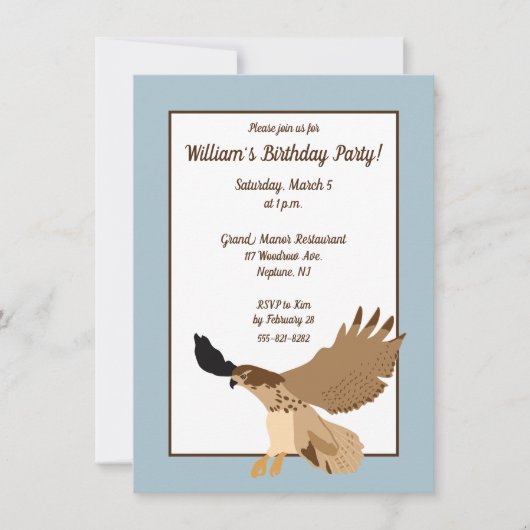 アカタカが飛行中の誕生日パーティー 招待状 (正面)