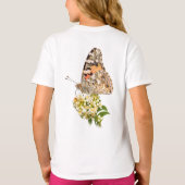 アカタテハチョウと白い花 Tシャツ (裏面)