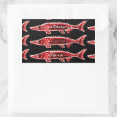 アカチョウザメ泳ぎ 長方形シール (バッグ)