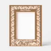 アカツウサギとリスの縁ど葉 レーザー彫刻フレーム (正面)