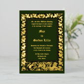 アカツウサギ縁どとリス結婚の葉 箔招待状 (立ち正面)