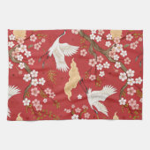 アカツ crown crane 桜柄 (2) キッチンタオル (横)