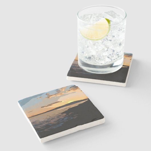 アカディアの夕日 ストーンコースター (横)