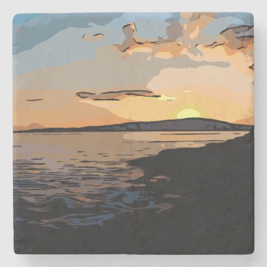 アカディアの夕日 ストーンコースター (正面)