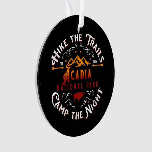 アカディアナショナルパークハイキングザトレイルズホリデー オーナメント (正面)