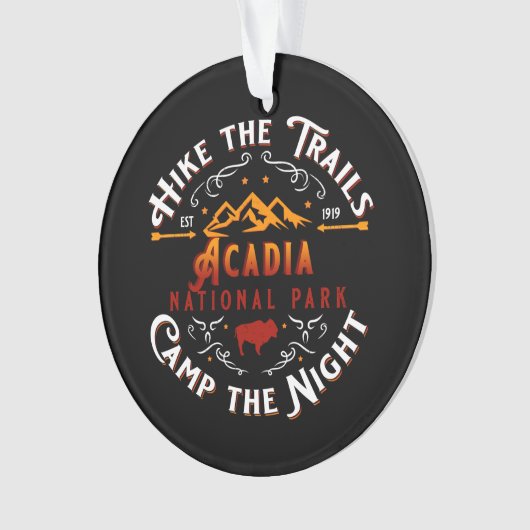 アカディアナショナルパークハイキングザトレイルズホリデー オーナメント (正面)