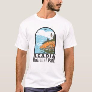 アカディアナショナルパークバーハーバーライトハウスメイン Tシャツ