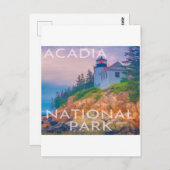 アカディアナショナルパークメインバスハーバーライトハウス ポストカード (正面/裏面)