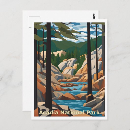 アカディアメイン抽象芸術グラフィックアートデザイン ポストカード (正面/裏面)