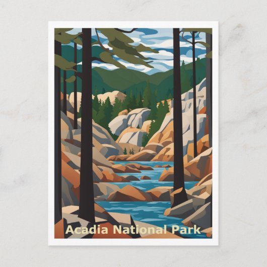 アカディアメイン抽象芸術グラフィックアートデザイン ポストカード (正面)