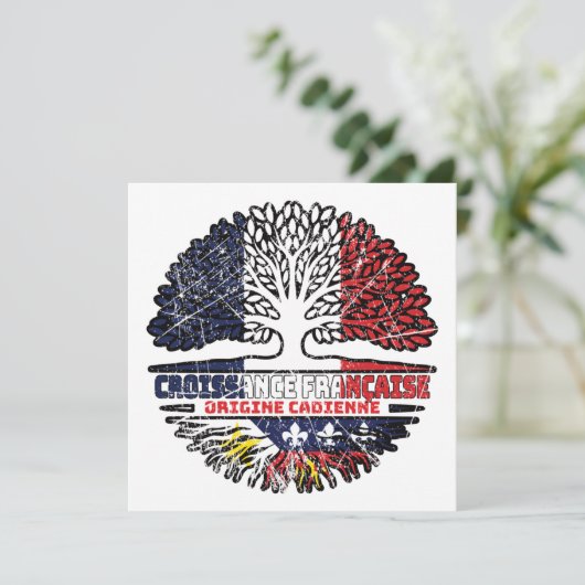 アカディアンケージャンフランスのフランスツリールーツ国旗 カード (スタンド正面)