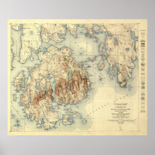アカディア国民のParkTopographicのパノラマ式の地図 ポスター