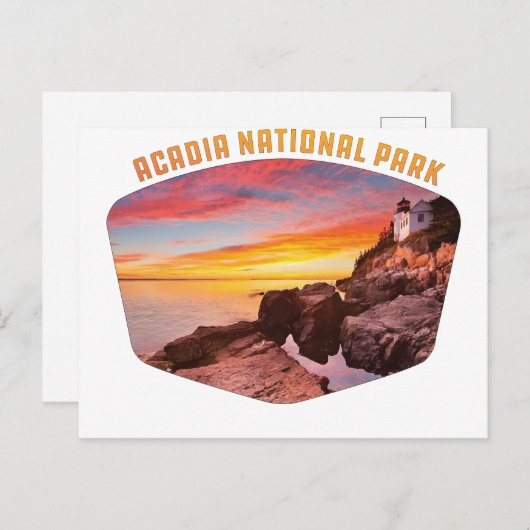 アカディア国立公園の海岸と灯台 メイン州 ポストカード (正面/裏面)