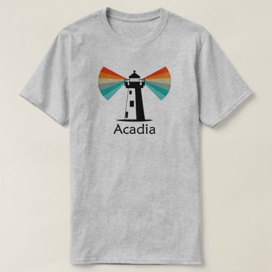 アカディア国立公園の灯台と虹 Tシャツ (デザイン正面)